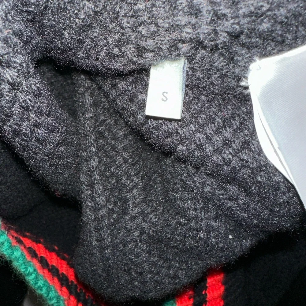Gucci Men Black Web Striped Wool Cable Knit - Small (oversized)